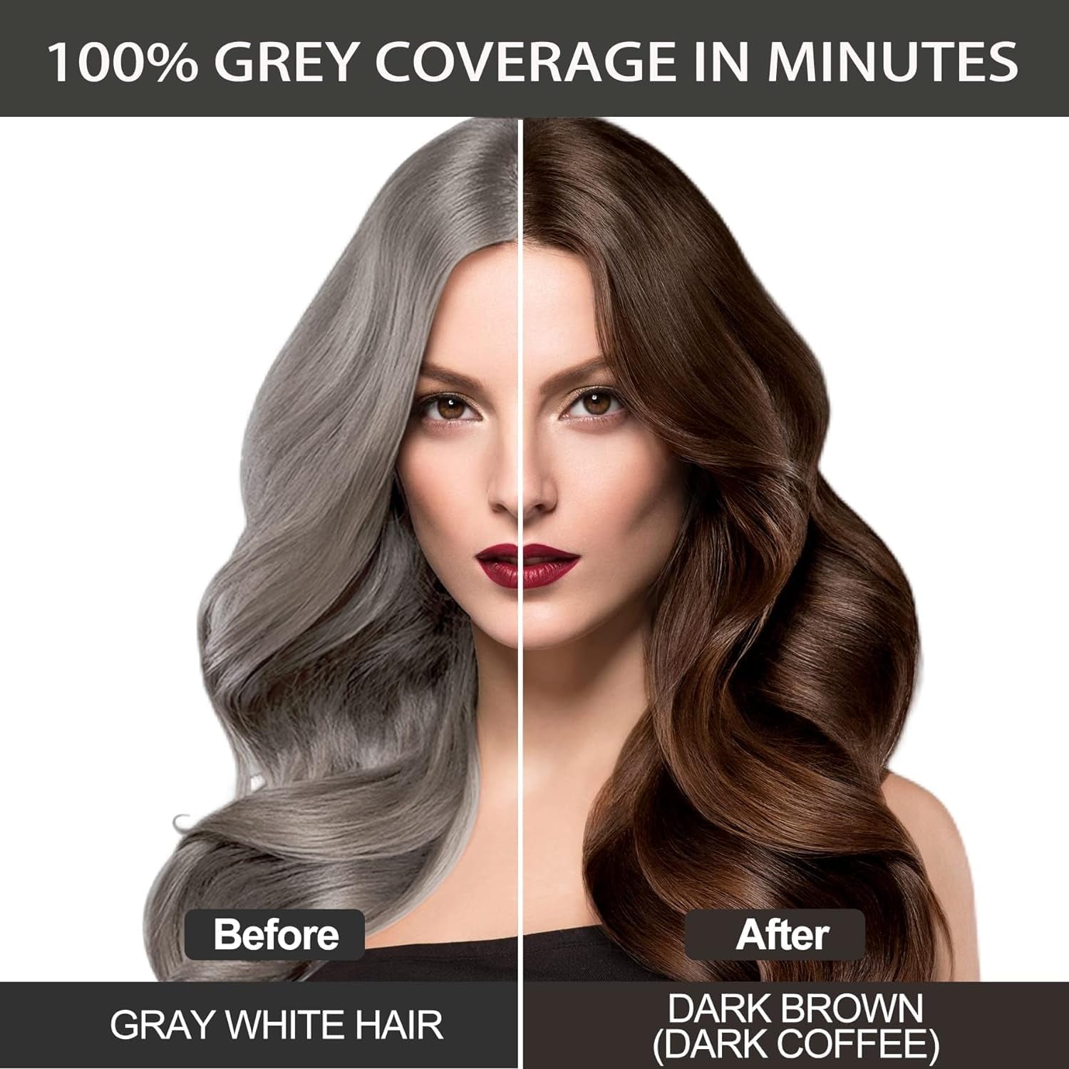 Instant Hair Dye Shampoo 3 in 1,Hair Dye Shampoo for Gray Hair Coverage-Herbal Ingredients Hair Color Shampoo,Black Hair Dye-Long Lasting-Coloring in Minutes for Women Men (Dark Brown)