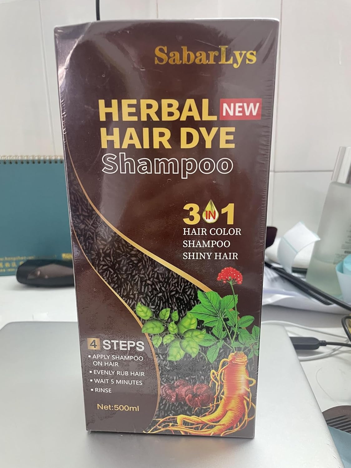 Instant Hair Dye Shampoo 3 in 1,Hair Dye Shampoo for Gray Hair Coverage-Herbal Ingredients Hair Color Shampoo,Black Hair Dye-Long Lasting-Coloring in Minutes for Women Men (Dark Brown)