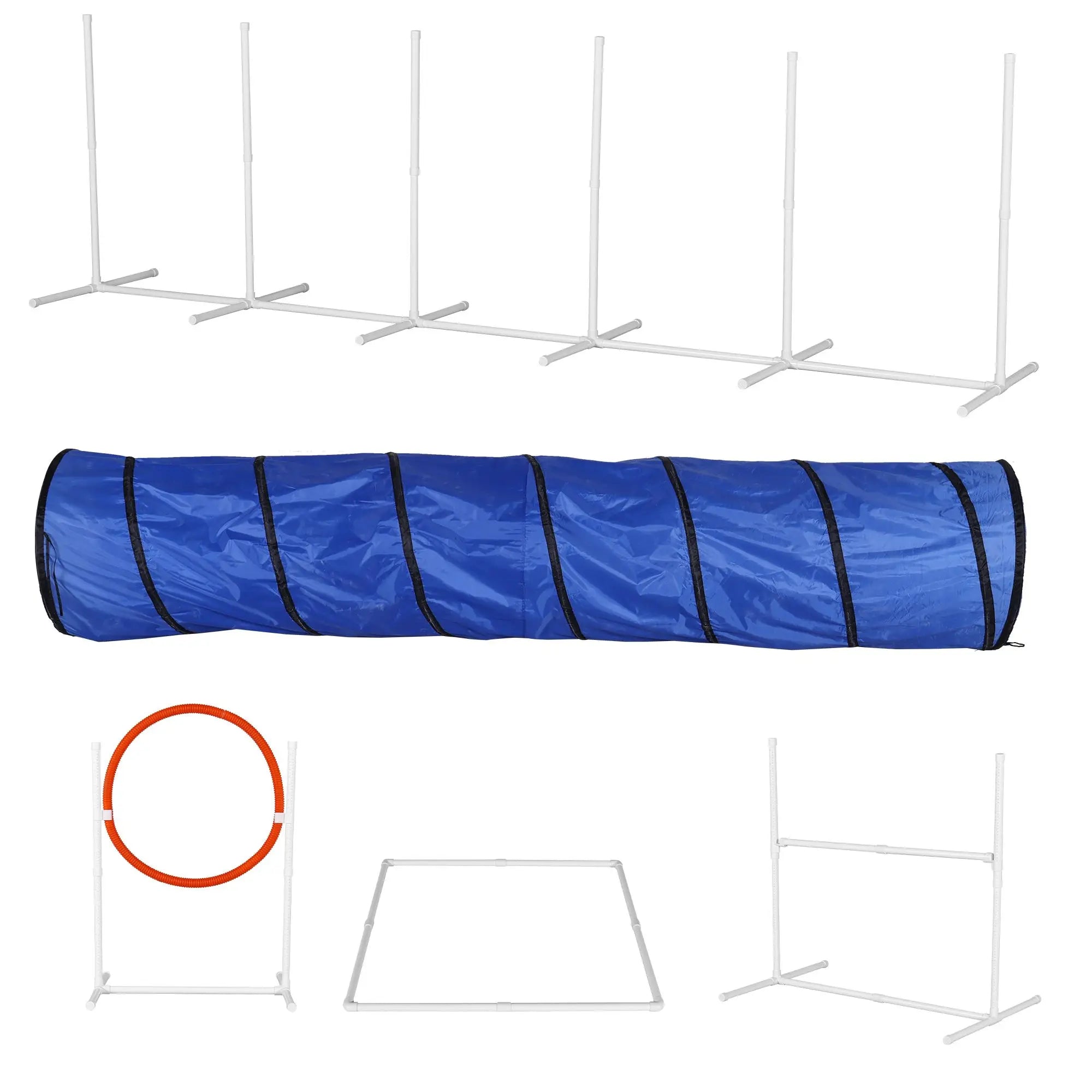 Dog Agility Set With Jumps, Weave Poles, and Tunnel