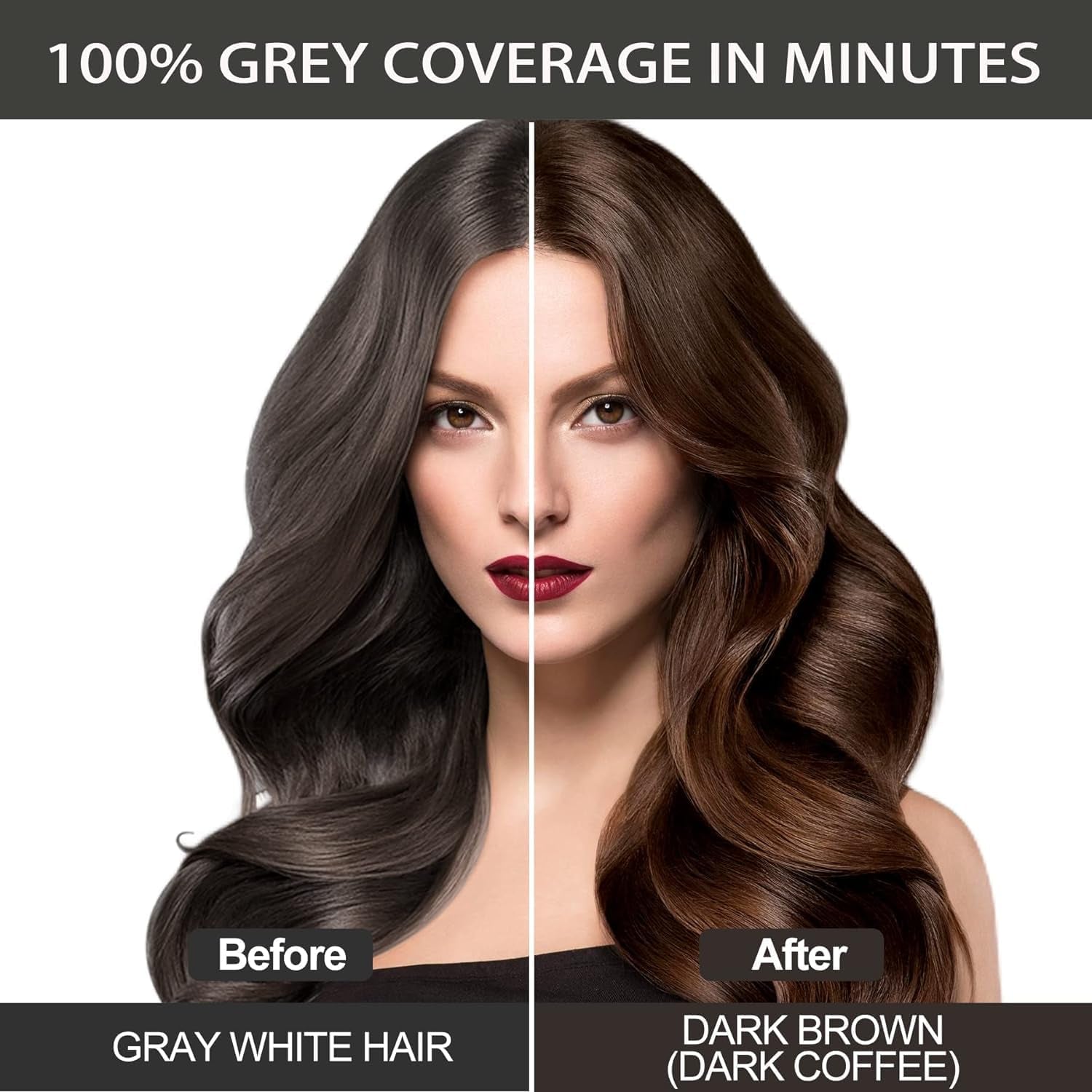 Instant Hair Dye Shampoo 3 in 1,Hair Dye Shampoo for Gray Hair Coverage-Herbal Ingredients Hair Color Shampoo,Black Hair Dye-Long Lasting-Coloring in Minutes for Women Men (Dark Brown)